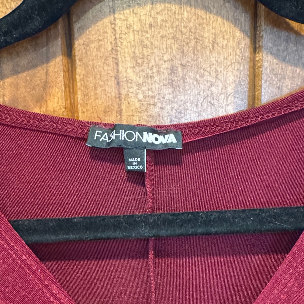 Fashion Nova Deep Red Midi Dress - Picture 2 of 6